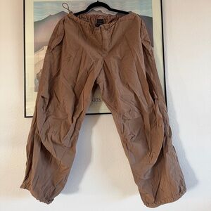 Brown Cargo Adjustable Waistband Pants